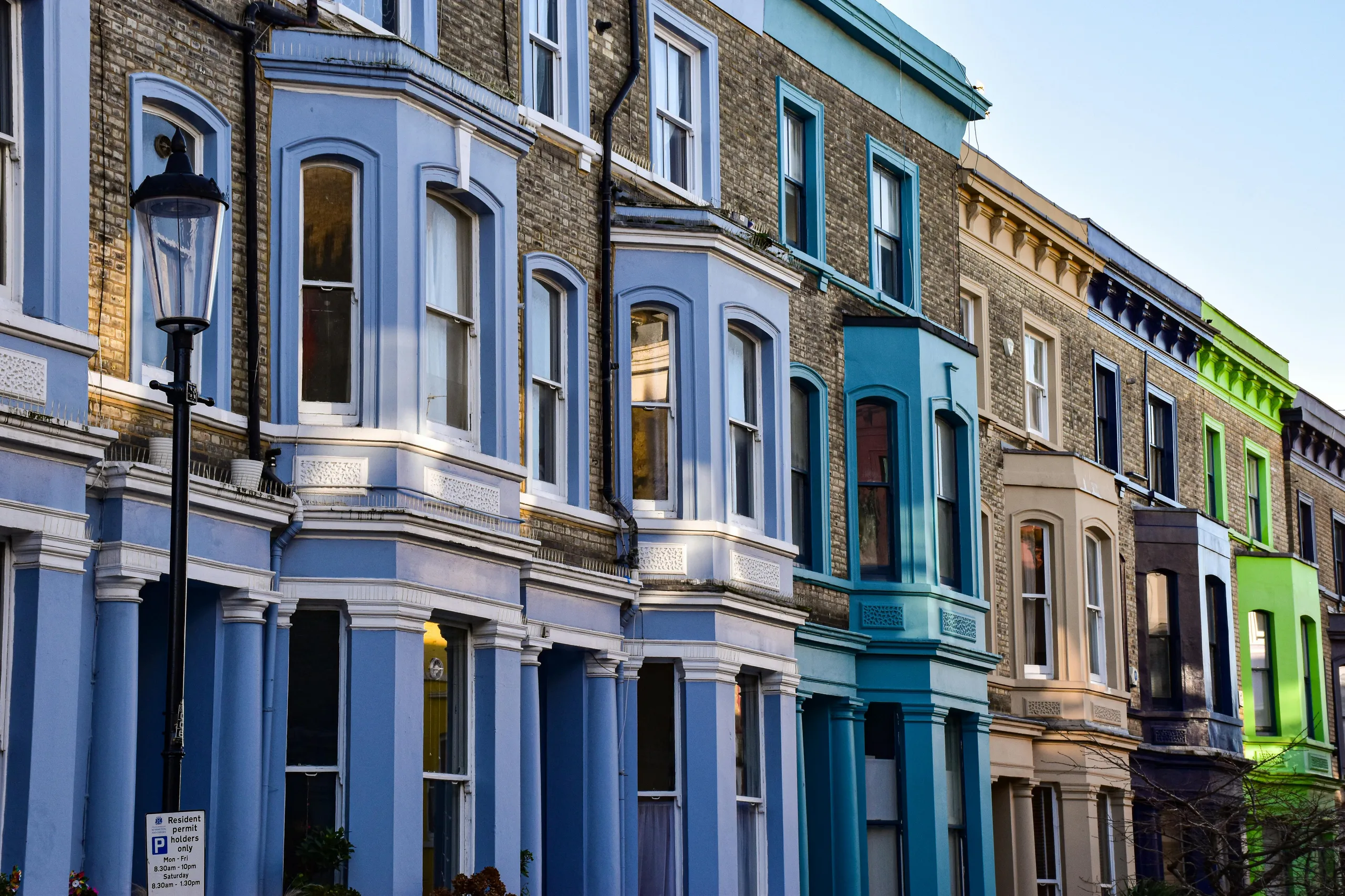 Colourful Victorian terraced houses on a London street, typical of Hounslow's housing stock